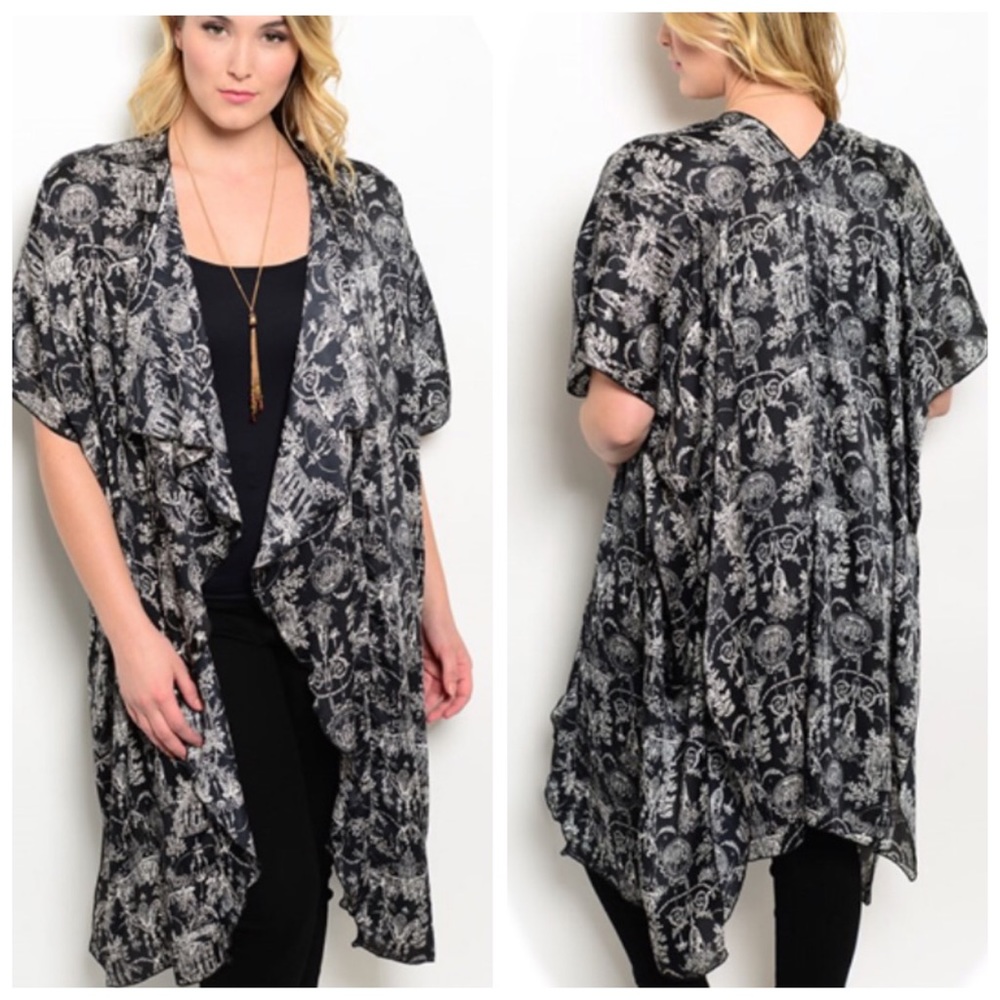 💥 BELINDA black & white duster kimono